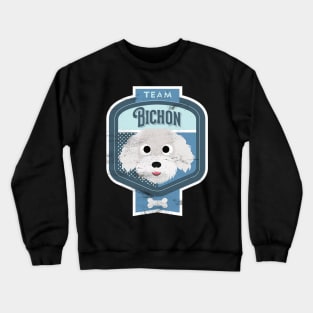 Team Bichon - Distressed Bichon Beer Label Design Crewneck Sweatshirt